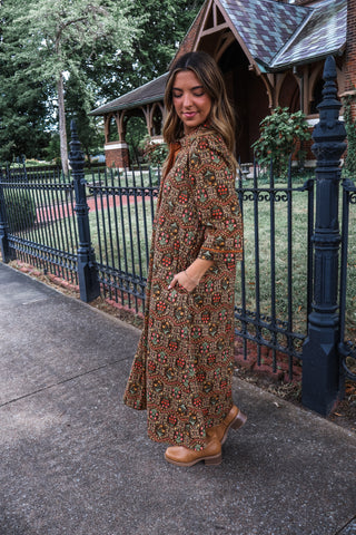 Blooming Borders Shirtdress • Brown Floral