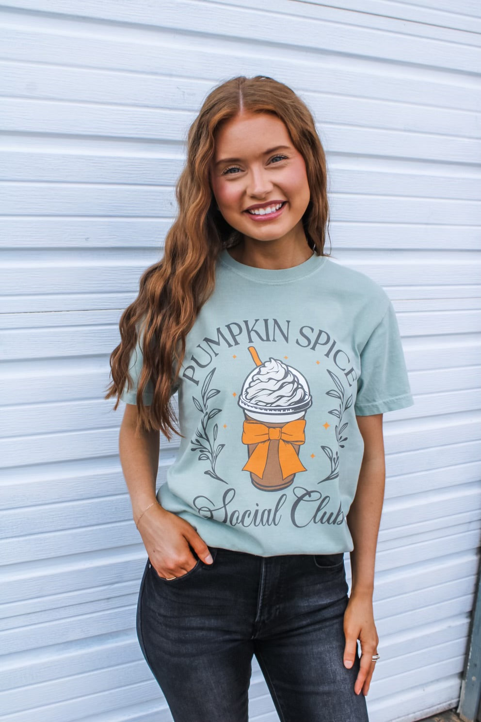 Pumpkin Spice Social Club Graphic Tee • Sage - FINAL SALE