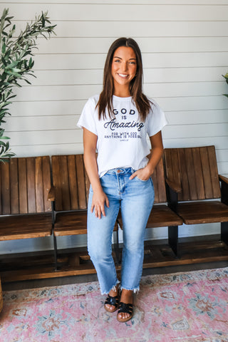 God Is Amazing Graphic Top • White