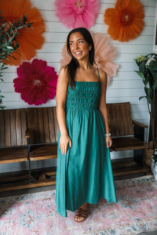 Forever Summer Smocked Midi • Emerald