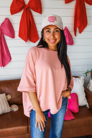 Out & About Oversized Tee • Peach