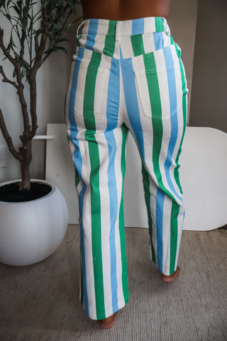 Paloma Striped Denim Pants • Blue/Green