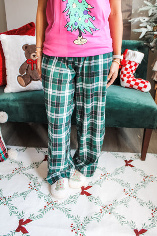 Fireside Flannel Pants • Green Plaid