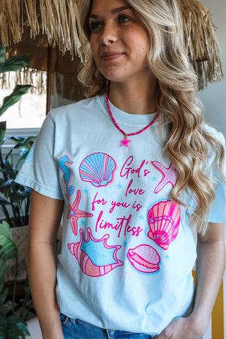 God’s Love For You Is Limitless Graphic Tee • Light Blue