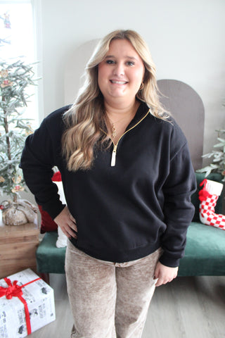 Hit The Slopes Half Zip • Black - PLUS