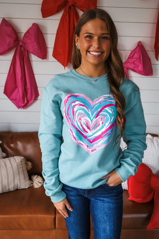 Lovestruck Season Graphic Sweatshirt • Seafoam