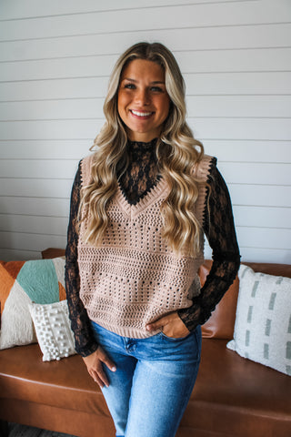 Pretty On Point Sweater Vest • Light Mocha - FINAL SALE