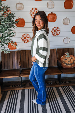 Harvest Stripes Sweater • Olive