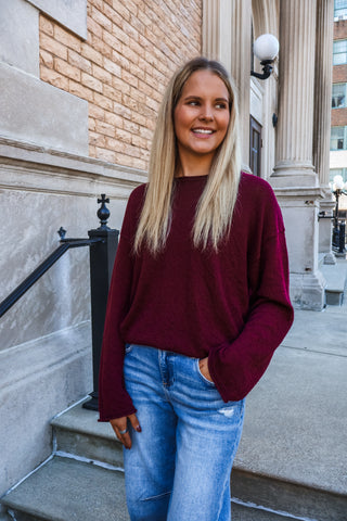 Tone & Texture Sweater • Dark Wine