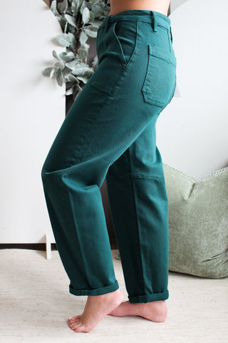 Nala Barrel Leg Jean • Hunter Green