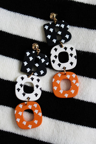 Hey Boo Acrylic Earrings • Black Mix