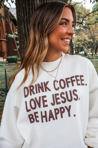 Drink Coffee Mock Neck Sweatshirt • Ivory