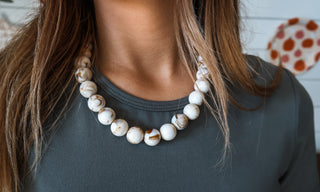 Harvest Moon Marble Necklace • Cream