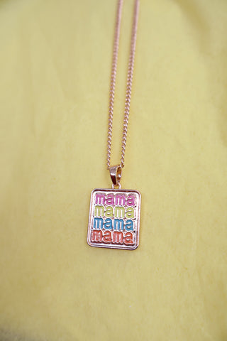 Mama • square pendant necklace
