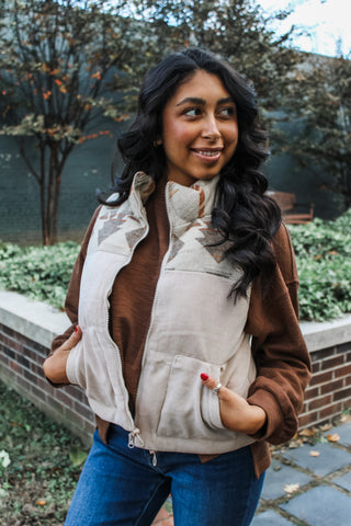 Phoenix Aztec Puffer Vest • Beige Multi