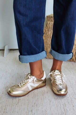 Mavis Mesh Panel Sneaker • Gold