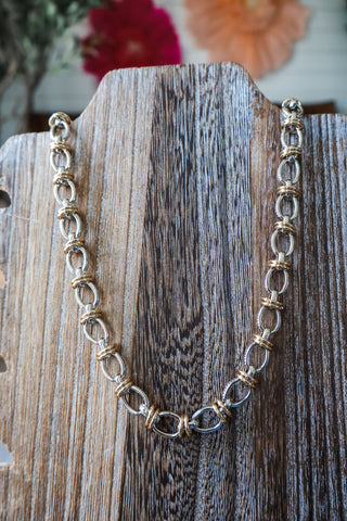 Madeline • chunky rope mixed metal necklace