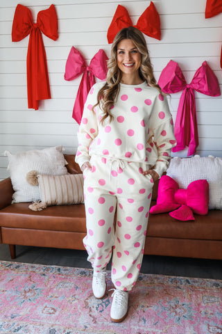 On The Spot Sweatpants • Cream/Pink