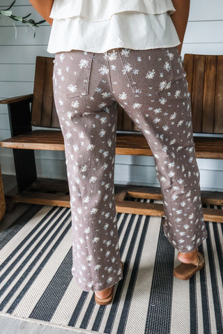 Willow Floral Denim Pants • Mocha