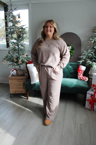 Home For The Holidays Pant Set • Mocha - PLUS