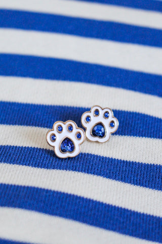 Go Wildcats Enamel Earrings • White/Blue