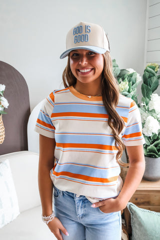 Striped Out Crewneck • Orange/Blue