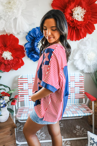 Stars & Stripes Patchwork Top • Red/Navy