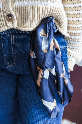 Dachshund Days Silk Scarf • Navy