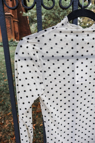 Sweetly Dotted Mesh Top • Cream