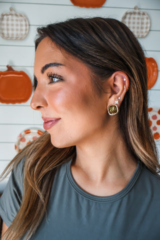 Autumn Glow Stud Earrings • Olive