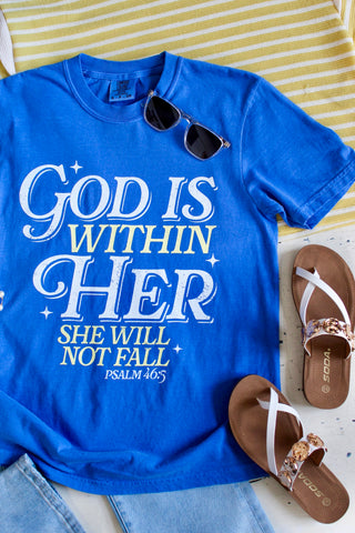 God Is Within Her Graphic Tee • Mystic Blue