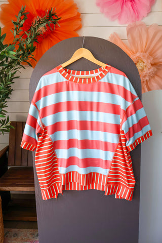 Summer Sale 46 • Contrast Stripes Oversized Top - FINAL SALE