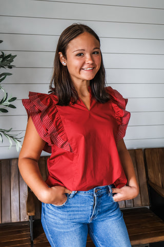 Remember Me Ruffle Top • Crimson