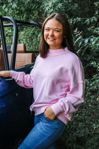 Willow Mock Neck Pullover • Pink