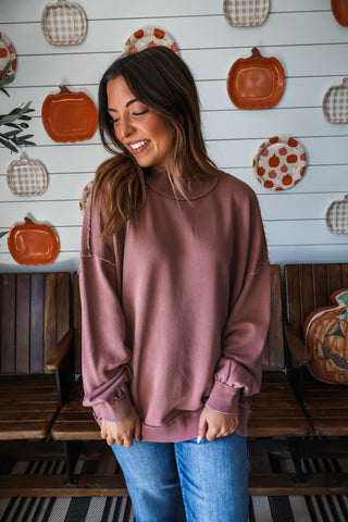 Willow Mock Neck Pullover • Toasted Mauve
