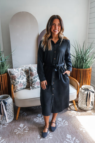 Fall Frenzy 12 • Black Quilted Shirtdress - FINAL SALE