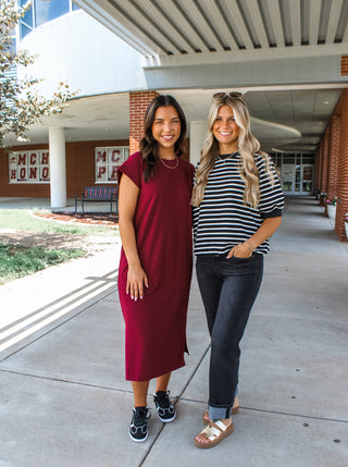 Calm & Composed Midi Dress • Wine - FINAL SALE