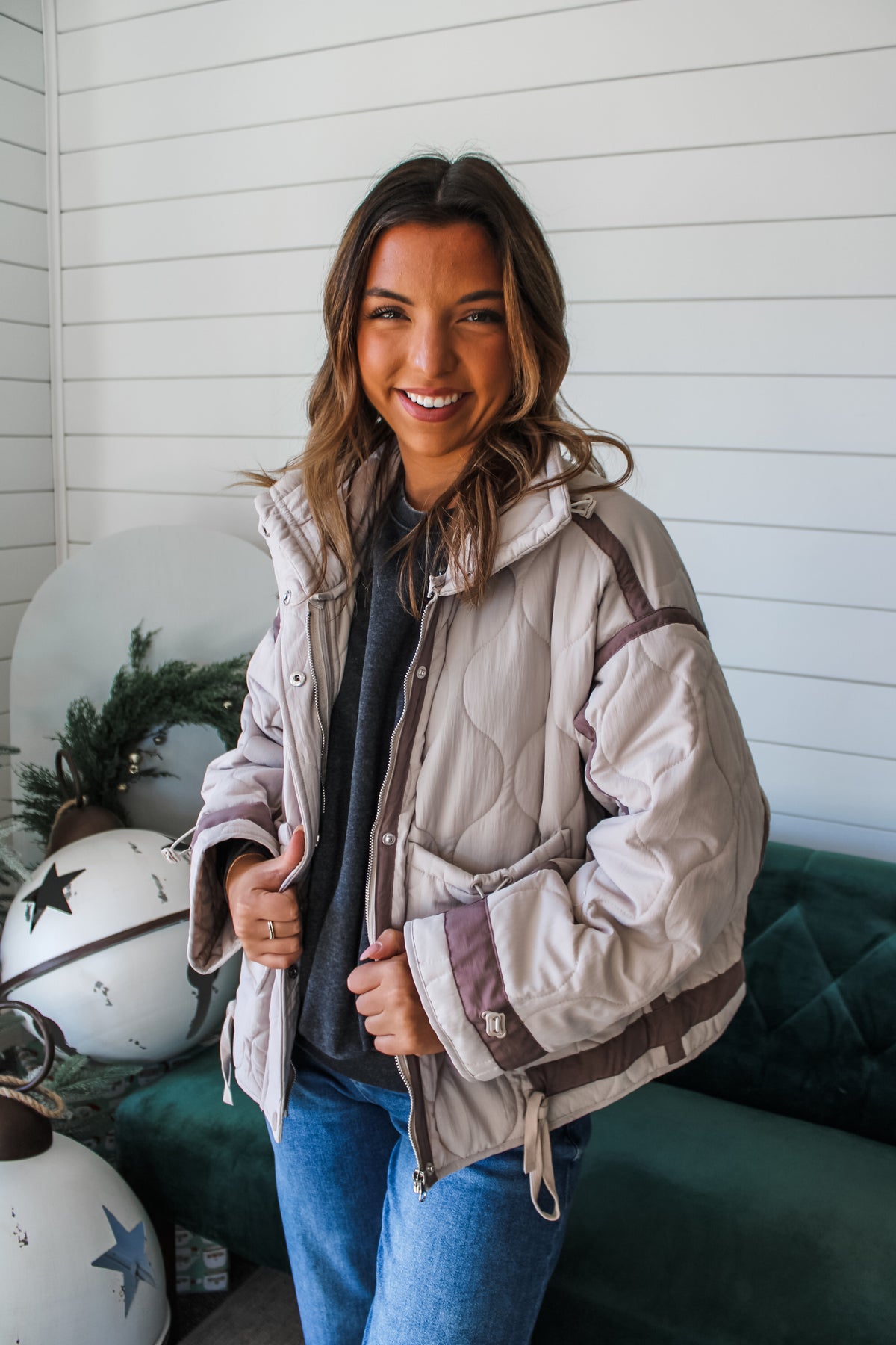 Snowed In Quilted Puffer Jacket • Vanilla Latte