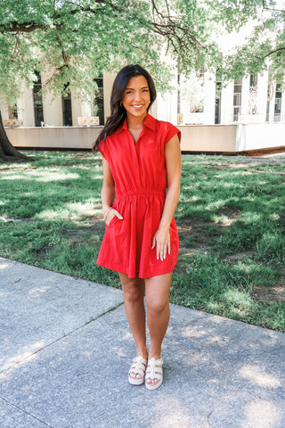 Miss Independent Pocket Dress • Red