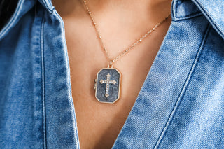 He Is Risen Scripture Locket Necklace • Gold