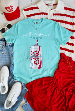 Just A Girl Who Loves Diet Coke Graphic Tee • Turquoise