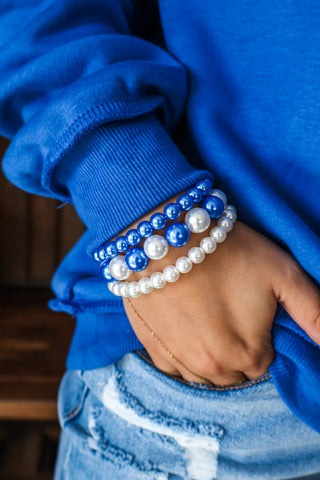 Big Blue Bracelet Set • Pearl Mix