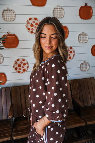 Playful Personality Dotted Pant Set • Brown
