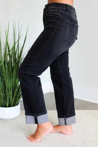 Jane Cuffed Straight Leg • Black