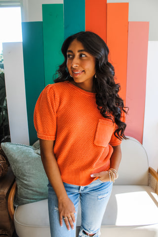 Autumn Adventure Pocket Sweater • Orange - FINAL SALE