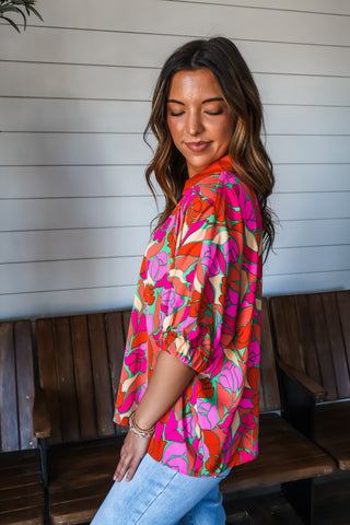 Petal Party Scallop Trim Top • Tomato