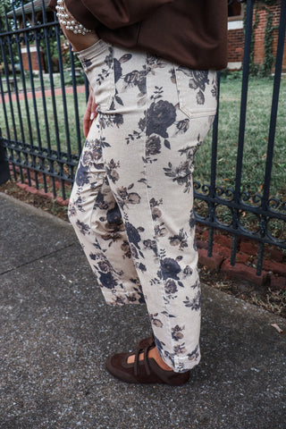Secret Garden Denim Pants • Black Floral