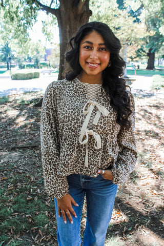 Lovely In Leopard Bow Front Top • Ivory