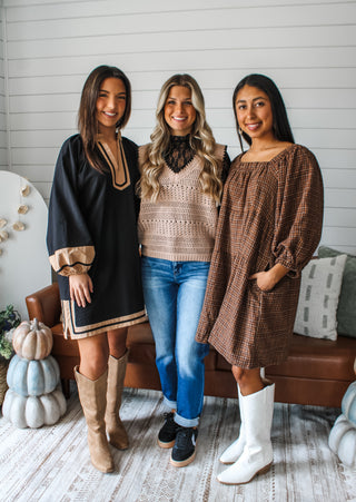 Plaid Season Pocket Dress • Brown