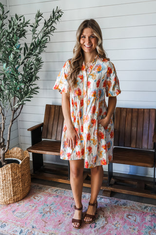 Poppy Fields Pocket Dress • Cream Floral